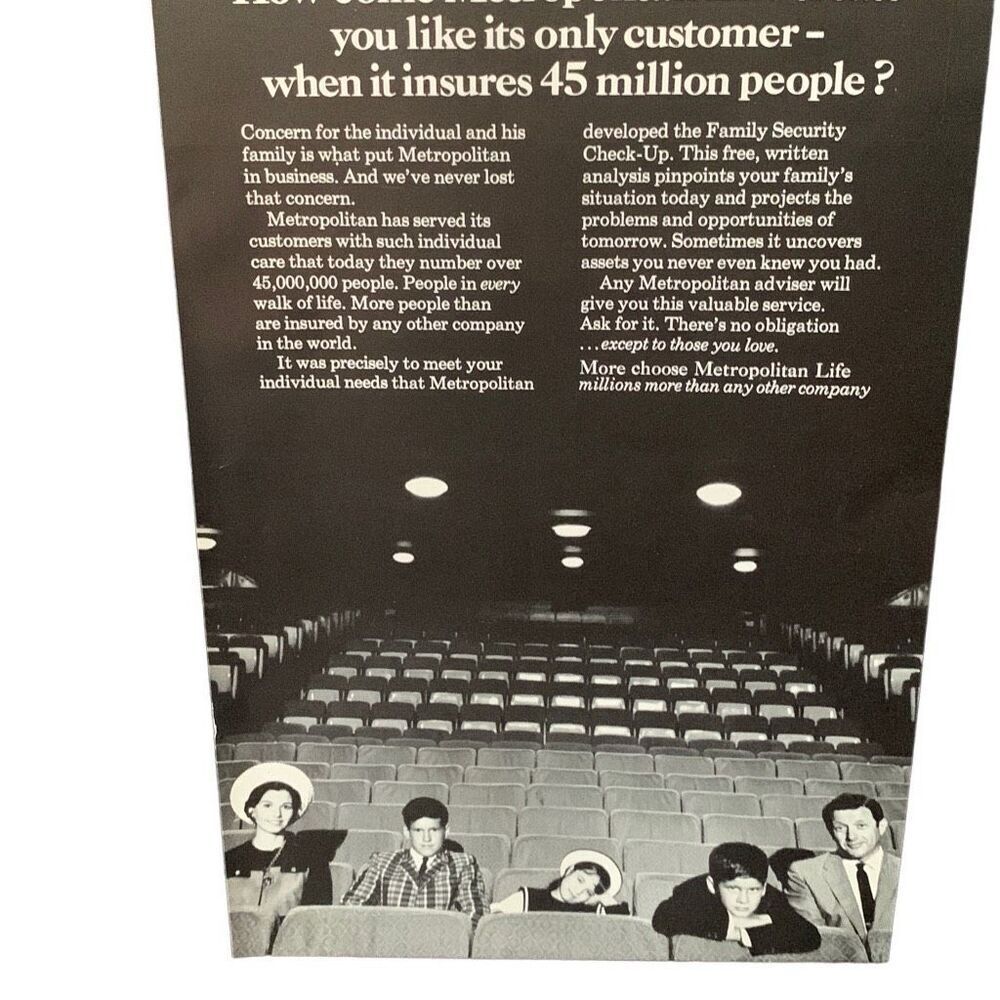 Vintage 1965 Metropolitan Life 45 Million People Ad Advertisement